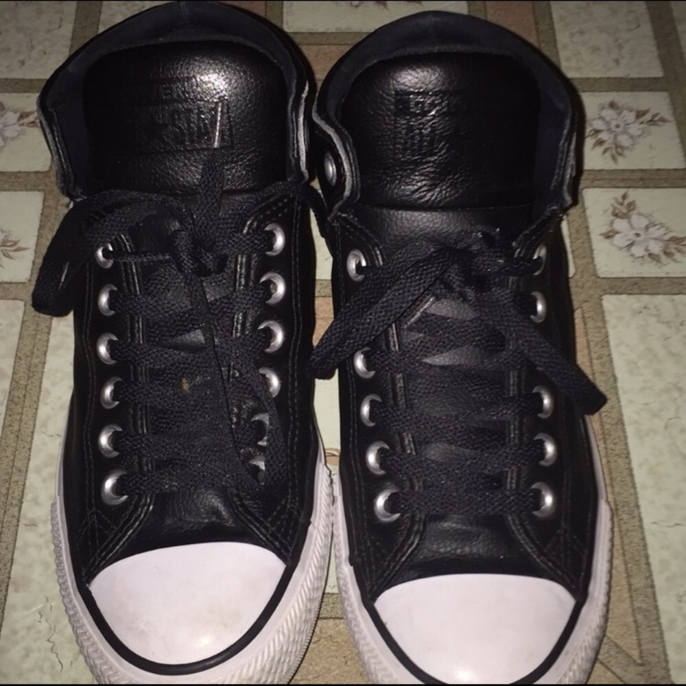 Converse White toe-box all black leather